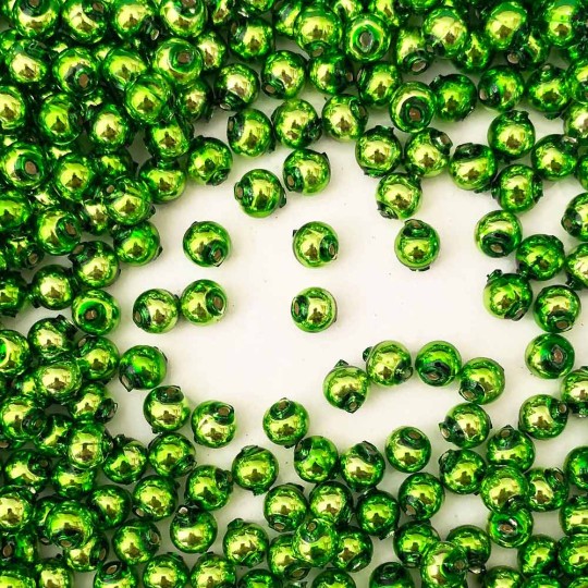 30 Lime Green Round Glass Beads 8 mm ~ Czech Republic