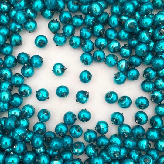 30 Pearl Teal Round Glass Beads 8 mm ~ Czech Republic