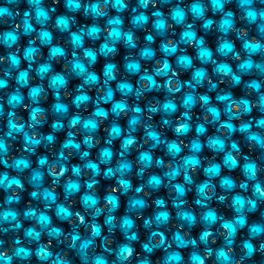 30 Pearl Teal Round Glass Beads 8 mm ~ Czech Republic