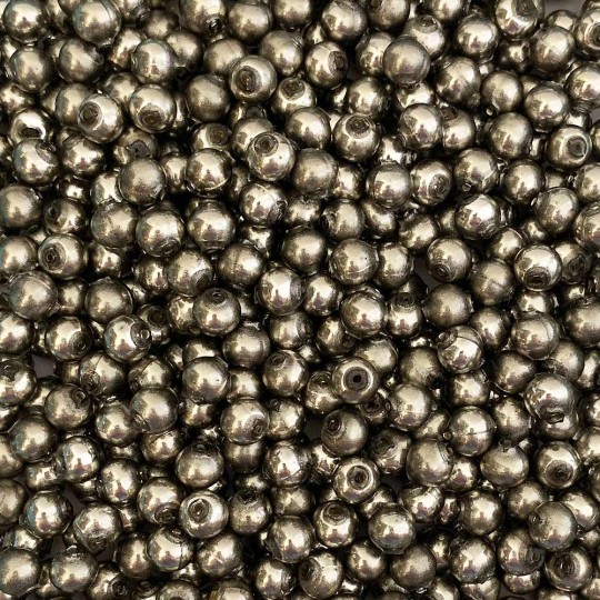 30 Pearl Pewter Grey Round Glass Beads 8 mm ~ Czech Republic