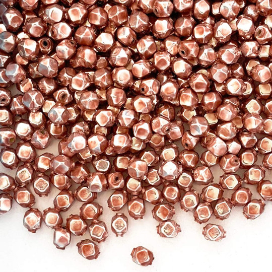 10 Pearl Rose Pink Faceted Cube Blown Glass Beads 8mm ~ Czech Republic