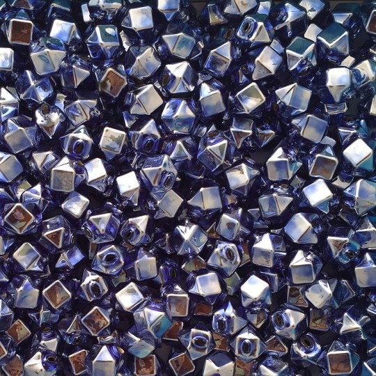 10 Light Blue Faceted Cube Blown Glass Beads 10mm ~ Czech Republic