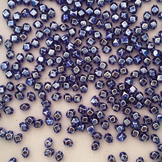 15 Light Blue Faceted Cube Blown Glass Beads 6mm ~ Czech Republic
