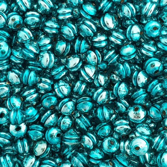 6 Aqua 12 mm Double Disc Beads ~ Czech Republic