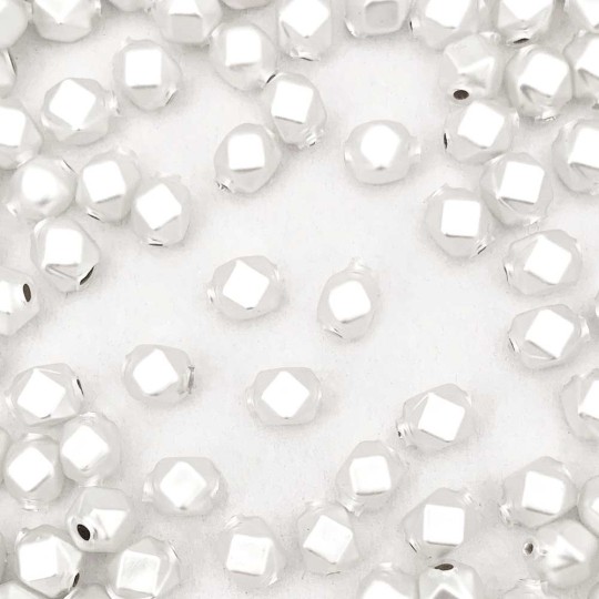 10 Matte White Faceted Cube Blown Glass Beads 10mm ~ Czech Republic