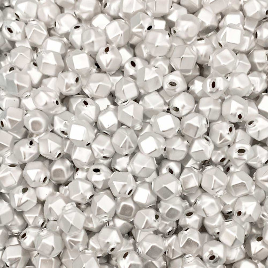 10 Matte White Faceted Cube Blown Glass Beads 10mm ~ Czech Republic