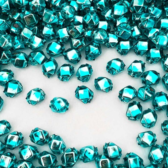 10 Aqua Faceted Cube Blown Glass Beads 10mm ~ Czech Republic
