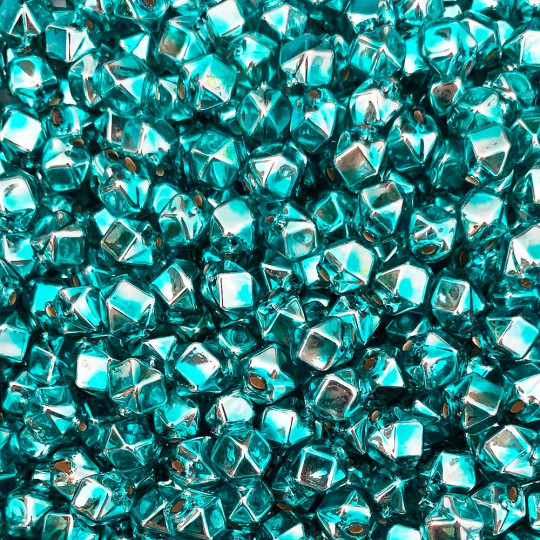 10 Aqua Faceted Cube Blown Glass Beads 10mm ~ Czech Republic