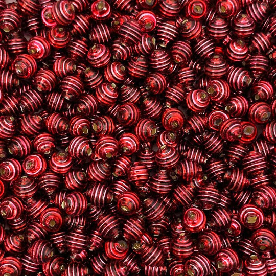 15 Blackberry Ribbed Round Glass Beads ~ 8mm Beads for Glass Christmas Garlands