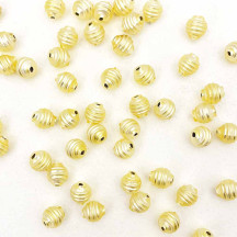 15 Matte Pale Yellow Ribbed Round Glass Beads ~ 8mm Beads for Glass Christmas Garlands