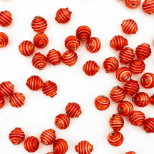 15 Matte Pumpkin Orange Ribbed Round Glass Beads ~ 8mm Beads for Glass Christmas Garlands