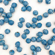 15 Pearl Light Blue Ribbed Round Glass Beads ~ 8mm Beads for Glass Christmas Garlands