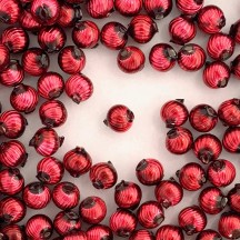 10 Burgundy Ribbed Round Glass Beads 10mm for Glass Bead Christmas Garlands