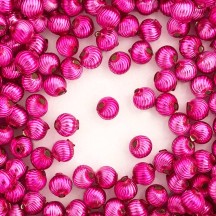 10 Hot Pink Ribbed Round Glass Beads 10mm for Glass Bead Christmas Garlands