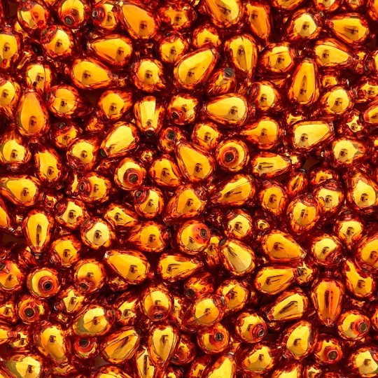 10 Copper Drop Blown Glass Beads .5" ~ Czech Republic