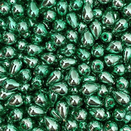 10 Light Green Drop Blown Glass Beads .5" ~ Czech Republic