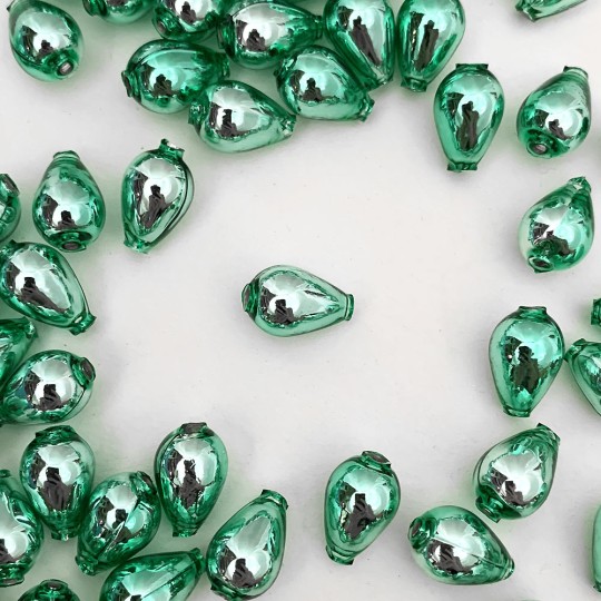 10 Light Green Drop Blown Glass Beads .5" ~ Czech Republic