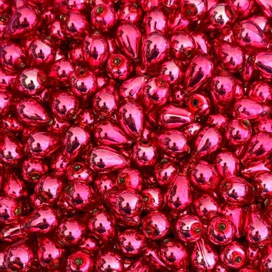 10 Medium Pink Drop Blown Glass Beads .5" ~ Czech Republic