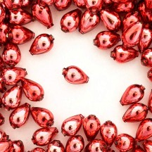 10 Pink Drop Blown Glass Beads .5" ~ Czech Republic