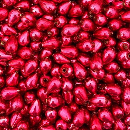 10 Pearl Fuchsia Pink Drop Blown Glass Beads .5" ~ Czech Republic