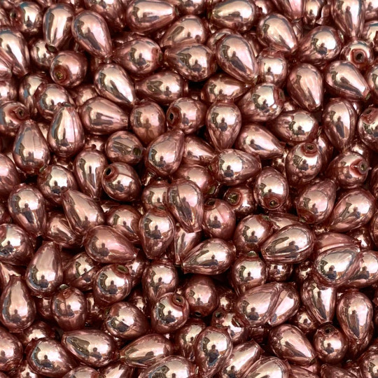 10 Pearl Rose Pink Drop Blown Glass Beads .5" ~ Czech Republic