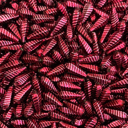 10 Blackberry Ribbed Drop Blown Glass Beads 3/4" ~ Czech Republic