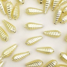 10 Matte Palest Yellow Ribbed Drop Blown Glass Beads 3/4" ~ Czech Republic