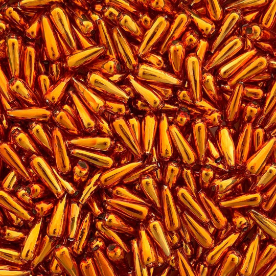 10 Copper Drop Blown Glass Beads .625" ~ Czech Republic