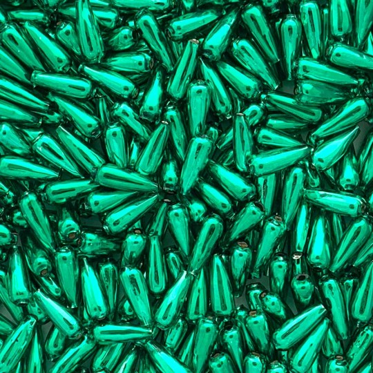 10 Green Drop Blown Glass Beads .625" ~ Czech Republic