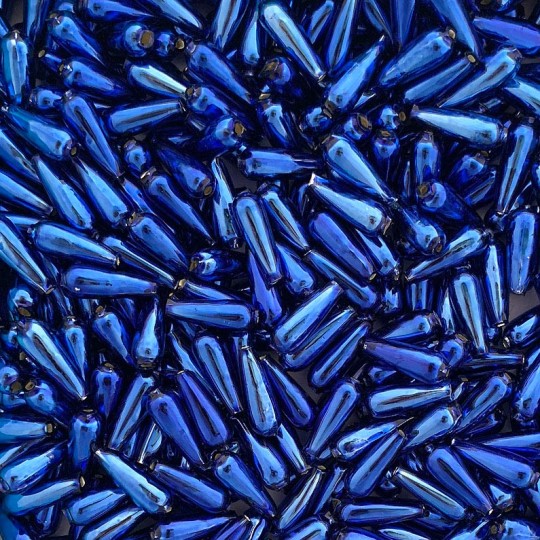 10 Blue Drop Blown Glass Beads .625" ~ Czech Republic