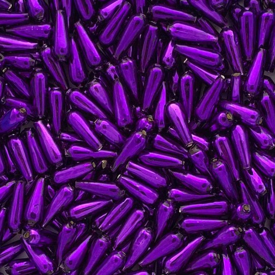 10 Purple Drop Blown Glass Beads .625" ~ Czech Republic