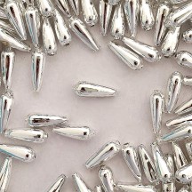 10 Silver Drop Blown Glass Beads .625" ~ Czech Republic