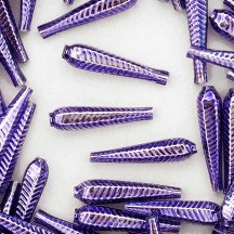 6 Light Purple Long Ribbed Drop Glass Beads 1.25" ~ Czech Republic
