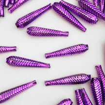 6 Violet Purple Long Ribbed Drop Glass Beads 1.25" ~ Czech Republic