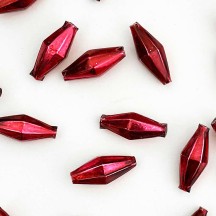 7 Burgundy Diamond Cut Blown Glass Beads 1" ~ Czech Republic