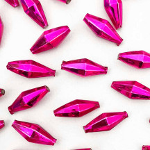 7 Hot Pink Diamond Cut Blown Glass Beads 1" ~ Czech Republic