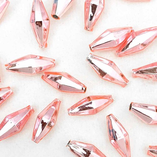 7 Light Pink Diamond Cut Blown Glass Beads 1" ~ Czech Republic