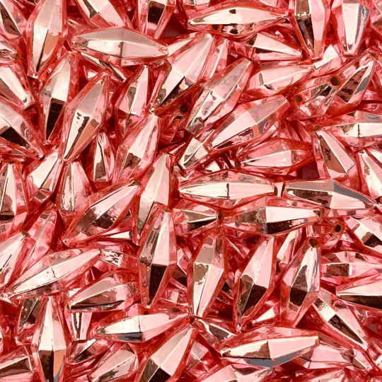 7 Light Pink Diamond Cut Blown Glass Beads 1" ~ Czech Republic