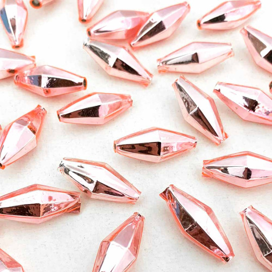 7 Light Pink Diamond Cut Blown Glass Beads 1" ~ Czech Republic