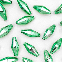 7 Light Green Diamond Cut Blown Glass Beads 1" ~ Czech Republic