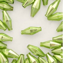 7 Pearl Green Diamond Cut Blown Glass Beads 1" ~ Czech Republic
