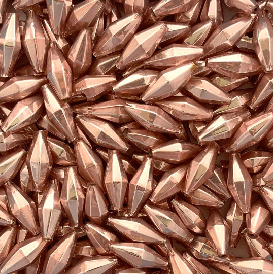 7 Pearl Rose Pink Diamond Cut Blown Glass Beads 1" ~ Czech Republic