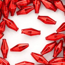 7 Red Diamond Cut Blown Glass Beads 1" ~ Czech Republic