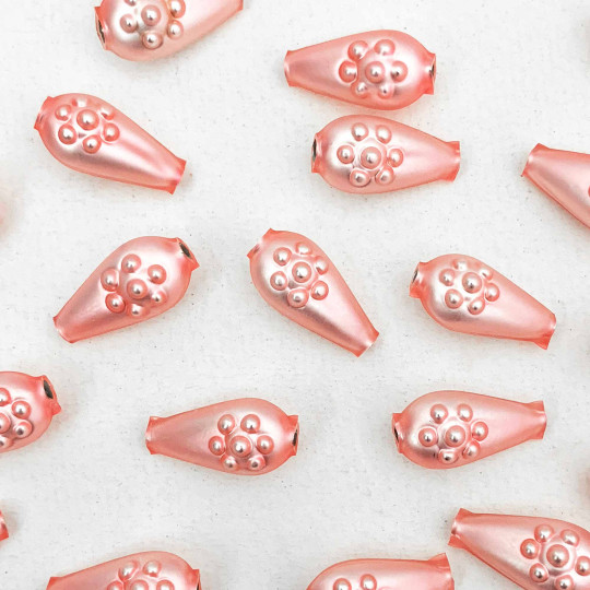 8 Matte Light Pink Flower Drop Blown Glass Beads .75" ~ Czech Republic