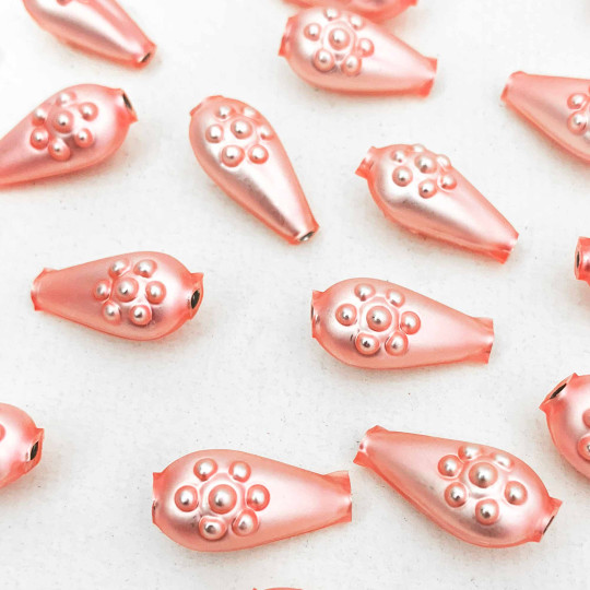8 Matte Light Pink Flower Drop Blown Glass Beads .75" ~ Czech Republic