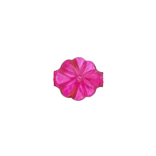 7 Clear Hot Pink Flower Blown Glass Beads .625" ~ Czech Republic