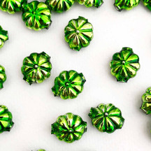 7 Lime Green Fancy Flower Blown Glass Beads .625" ~ Czech Republic