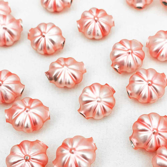 7 Matte Light Pink Fancy Flower Blown Glass Beads .625" ~ Czech Republic