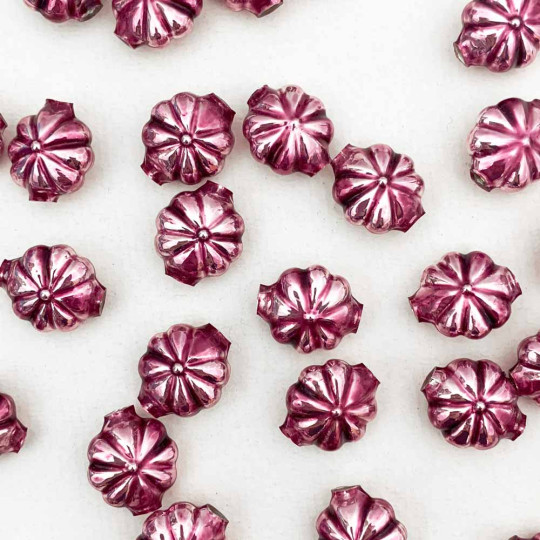 7 Opal Purple Fancy Flower Blown Glass Beads .625" ~ Czech Republic