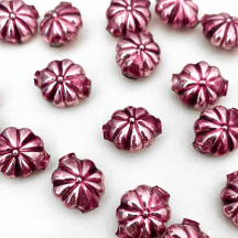 7 Opal Purple Fancy Flower Blown Glass Beads .625" ~ Czech Republic